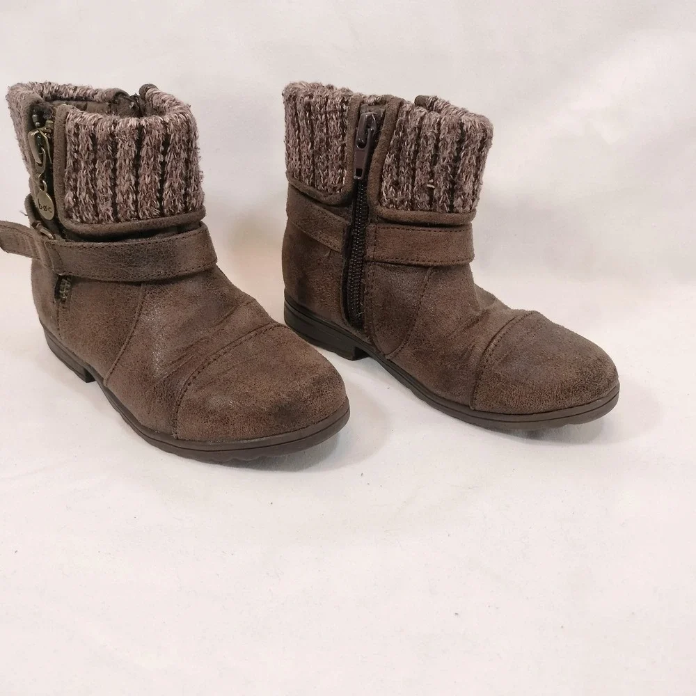 b.o.c. Brown Ankle Boots; Isabella-T Suede Knit Cuff Zipper
